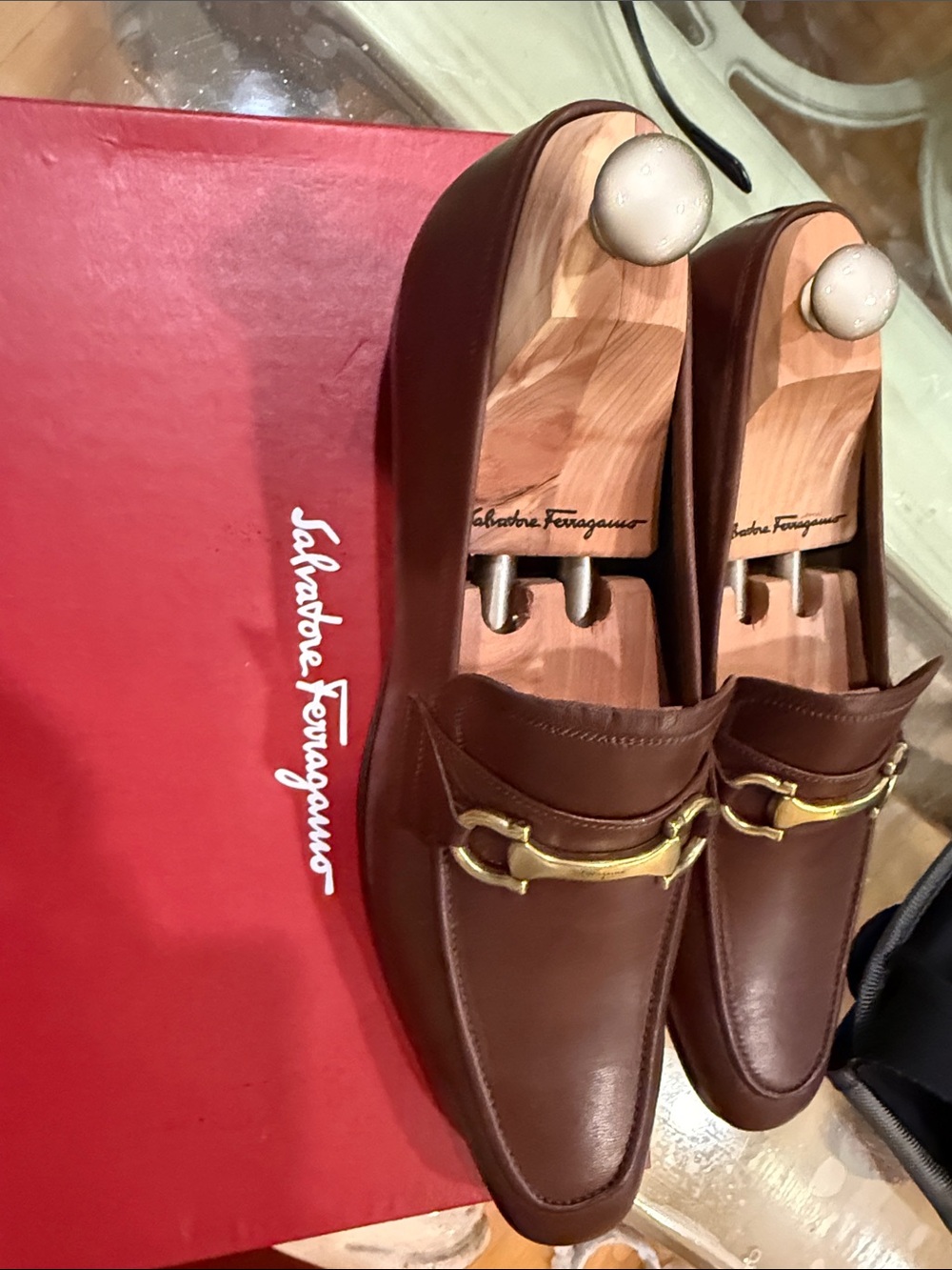 Salvatore Ferragamo Brown Leather Horsebit Loafers